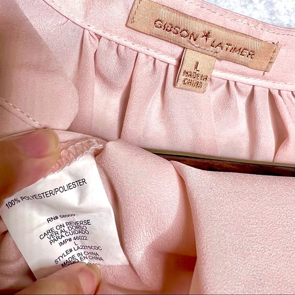 ⭐️ Gibson Latimer Baby Pink Y2K Lightweight Long Sleeve Blouse Women’s Large - Picture 5 of 7